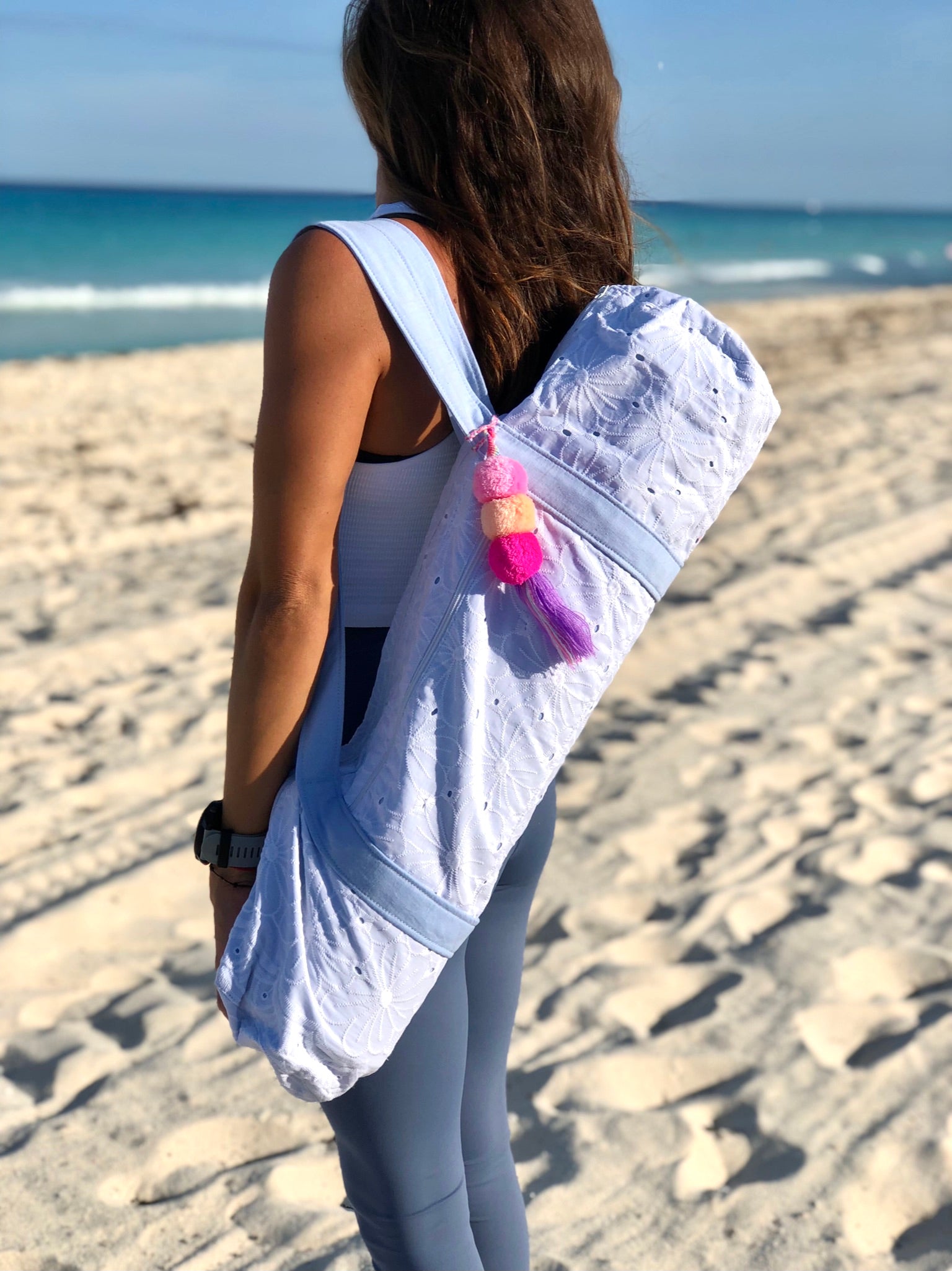 Bolsa para tapete de yoga - Flores Bordadas