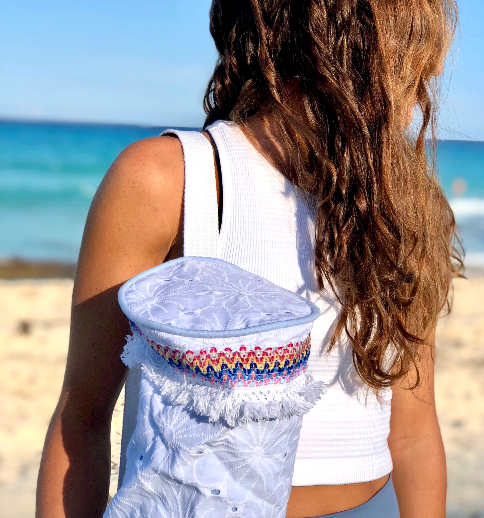 Bolsa para tapete de yoga - Flores Bordadas