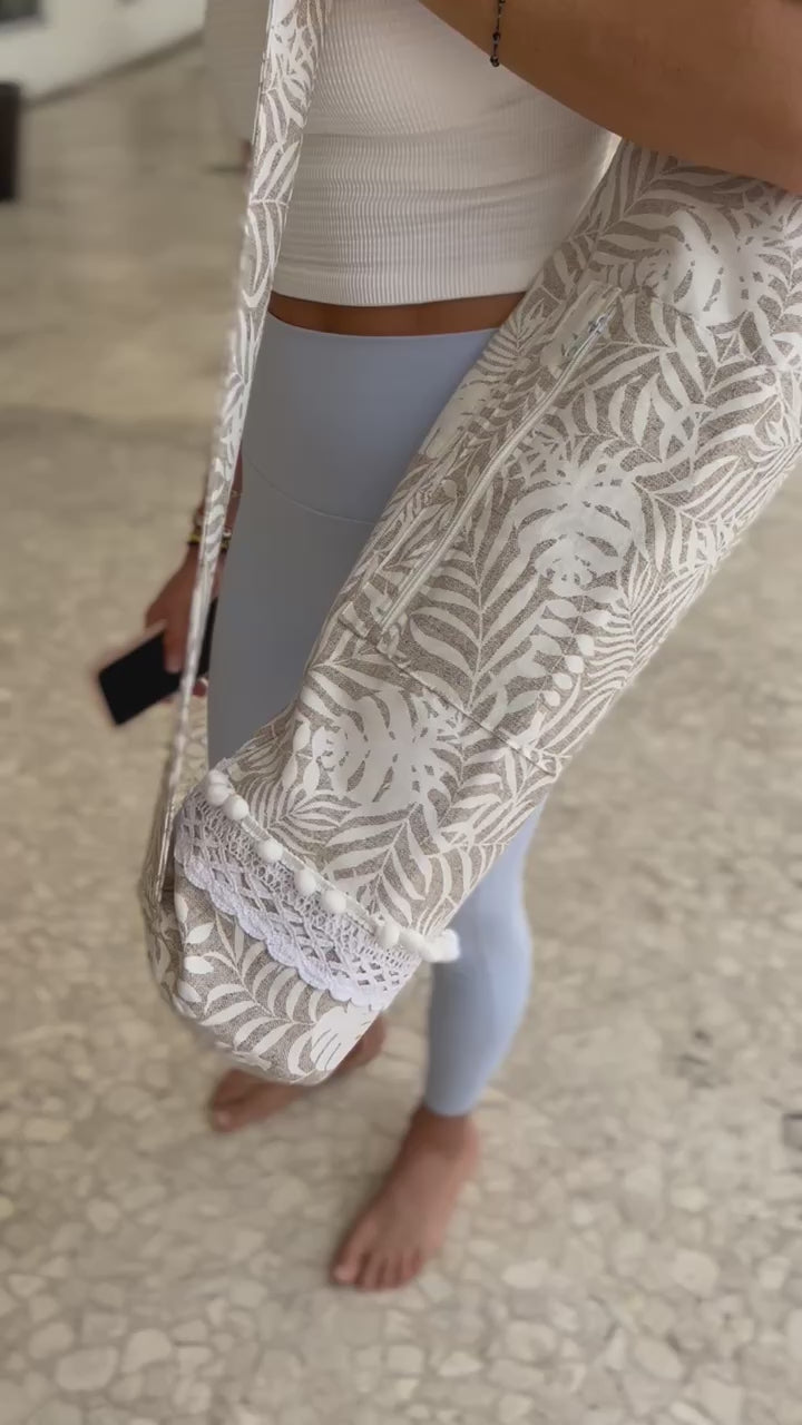 Bolsa para tapete de yoga - Hojas Beige