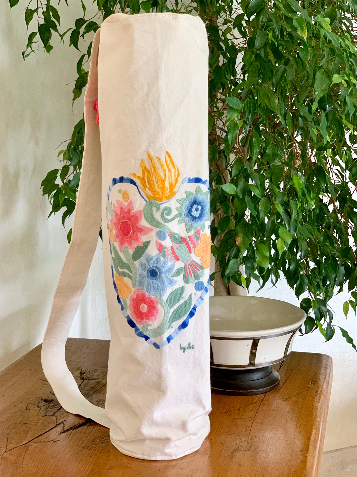 Bolsa para tapete de yoga - Corazón bordado