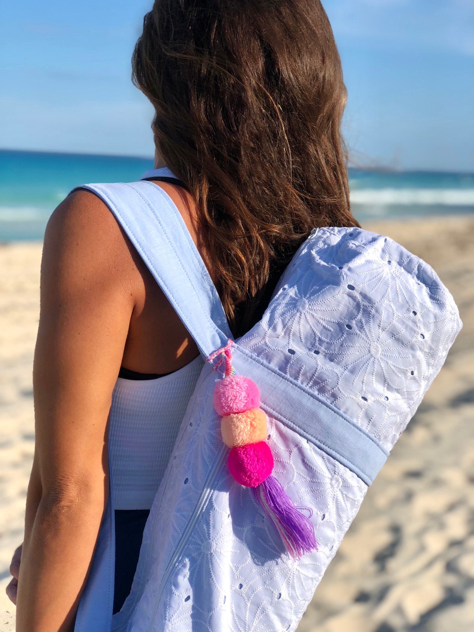 Bolsa para tapete de yoga - Flores Bordadas