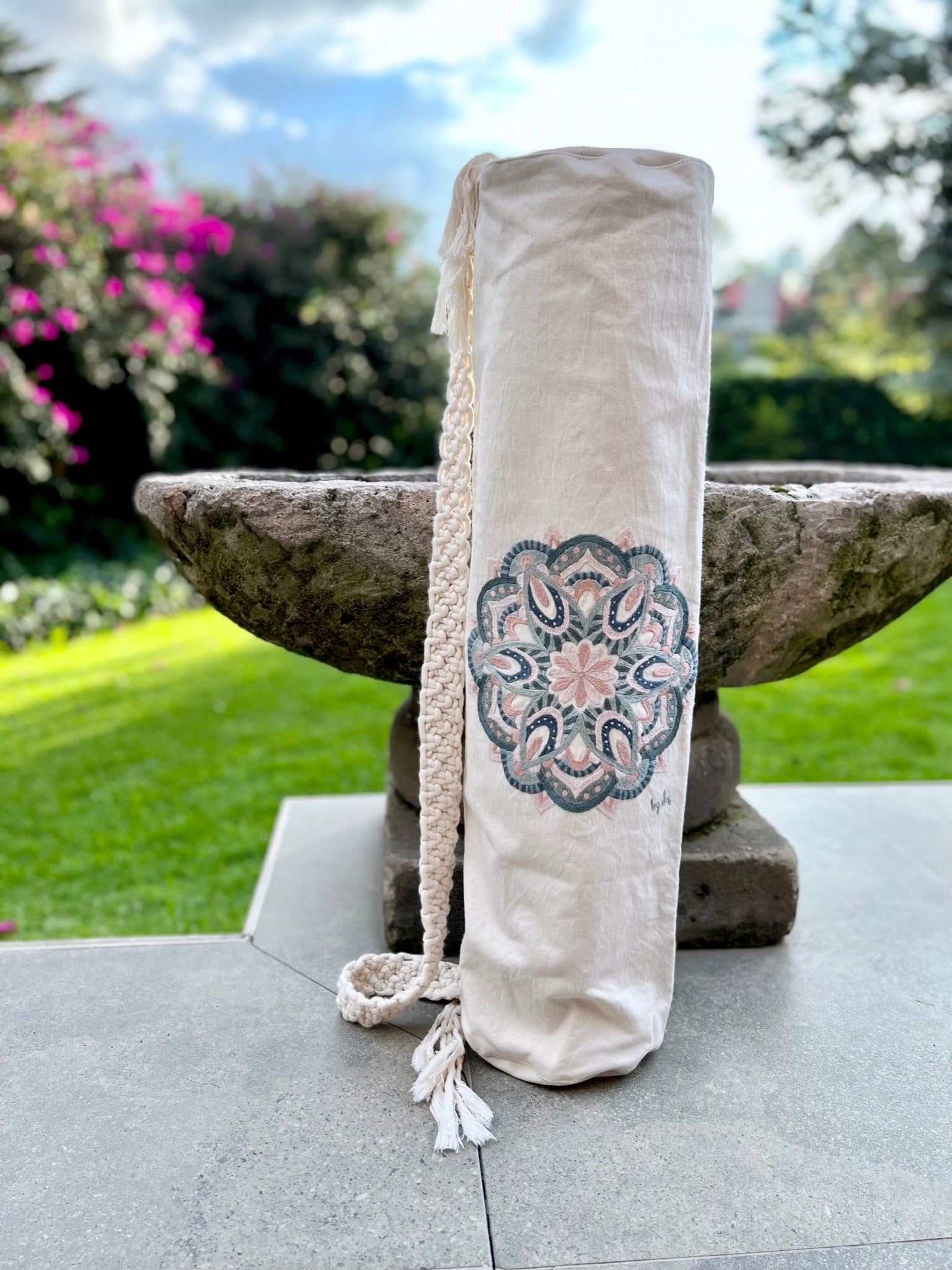 Bolsa para tapete de yoga - Mandala bordado
